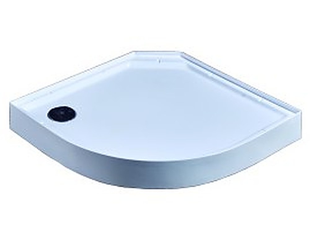 White acrylic shower tray in quadrant, neo-angle and square shapes — studio view on white background