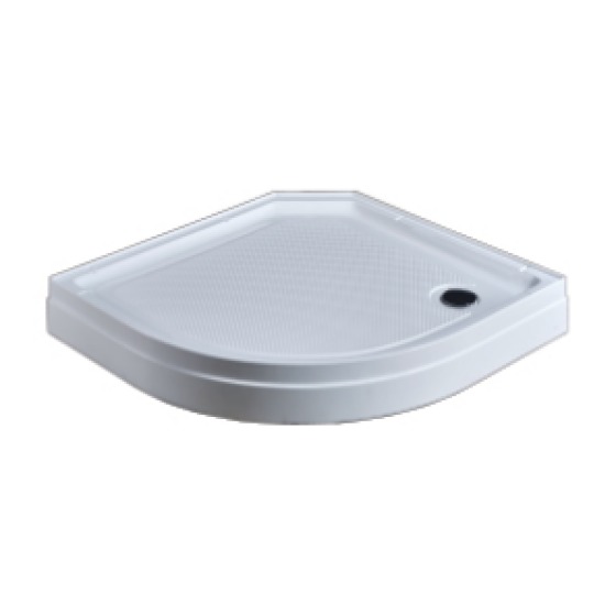 Neo-angle shower tray with corner drain, white acrylic