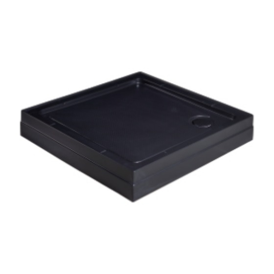 Square shower tray in matte black finish
