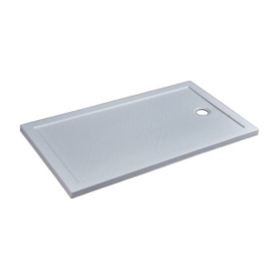 White acrylic shower tray in quadrant, neo-angle and square shapes — studio view on white background